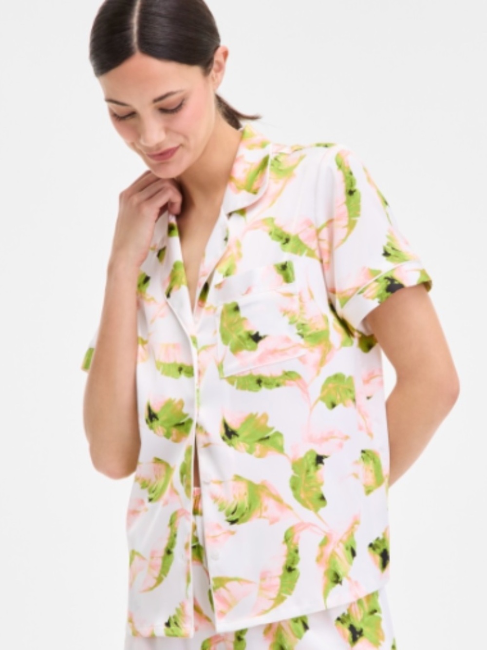 I.n.c International Concepts Women's Stretch Satin Short-Sleeve Top